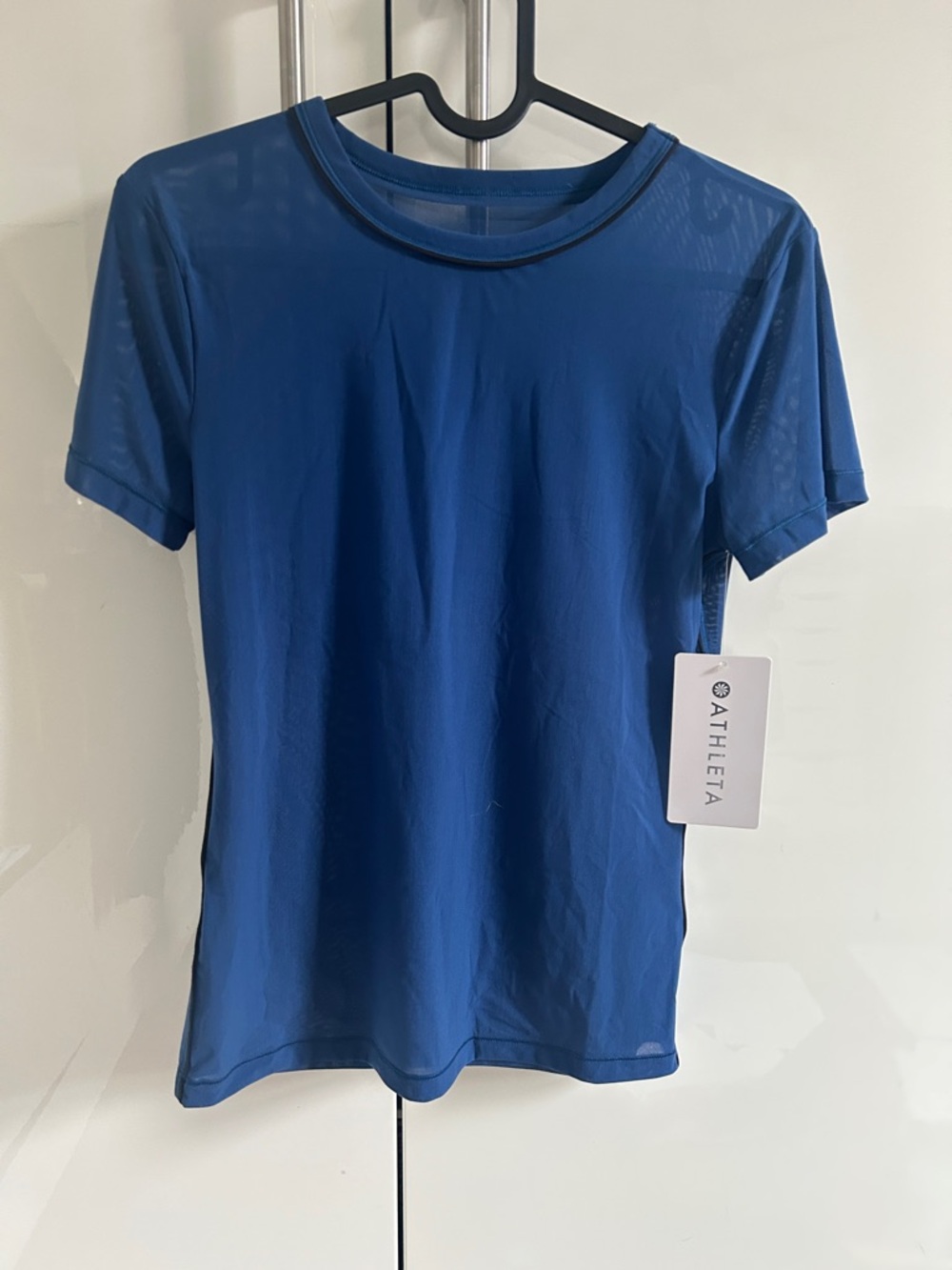 Athleta Deep Blue Short-Sleeve Sheer Performance Tee